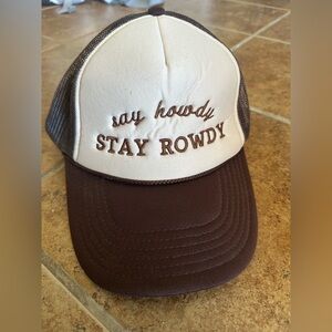 OTTO SnapBack Embroidered “Say Howdy Stay Rowdy” Brown & Cream Trucker Hat